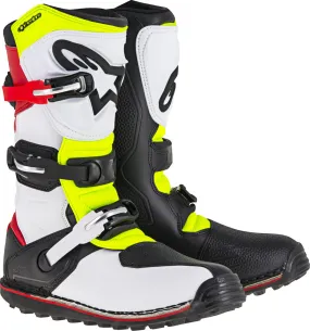 ALPINESTARS TECH-T BOOTS WHITE/RED/YELLOW/BLACK SZ 10 2004017-2351-10