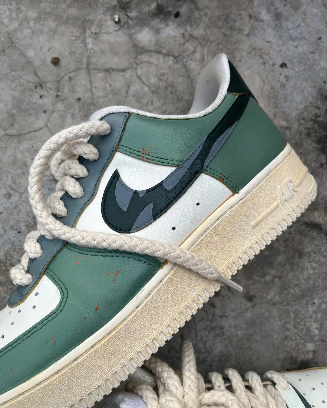 Camouflage Swoosh Green White Custom Air Force 1