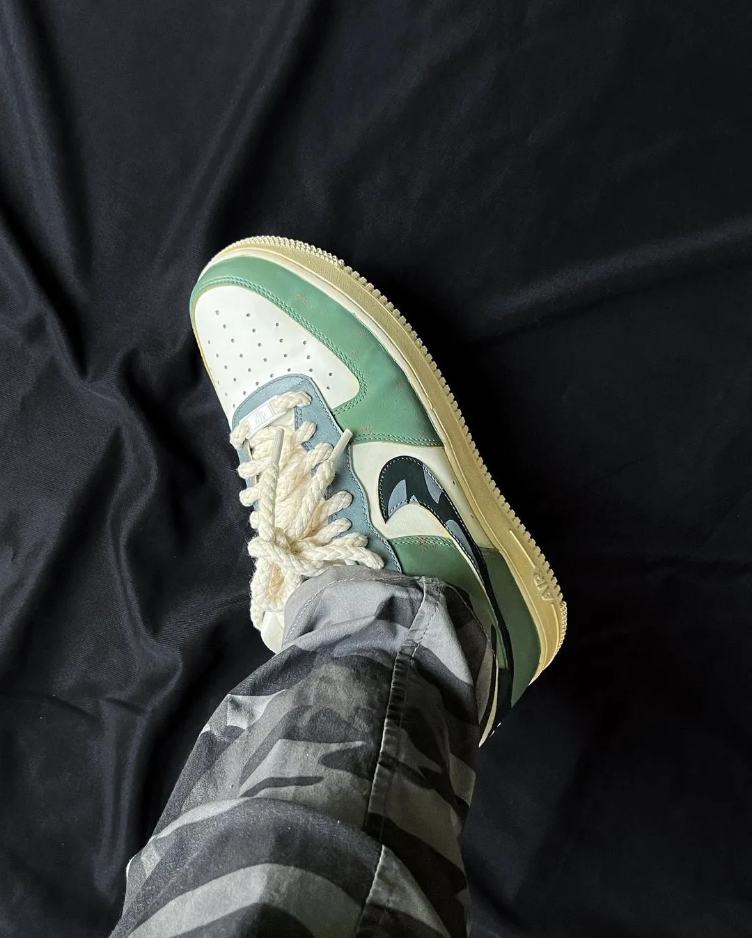 Camouflage Swoosh Green White Custom Air Force 1
