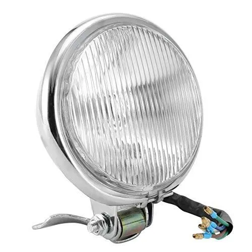 Chrome Motorcycle Headlight Yellow Cafe Racer Head Light