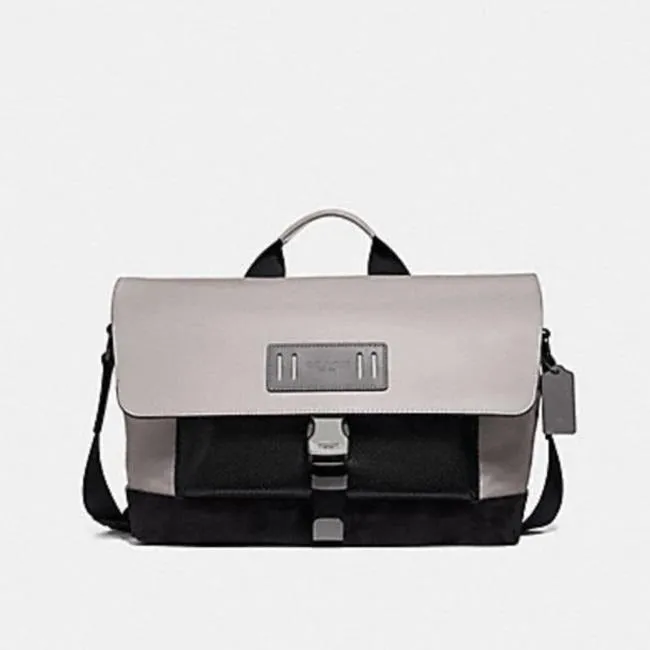 Coach Color Terrain Bike Grey Black White Leather Messenger Bag