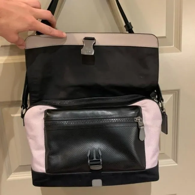 Coach Color Terrain Bike Grey Black White Leather Messenger Bag