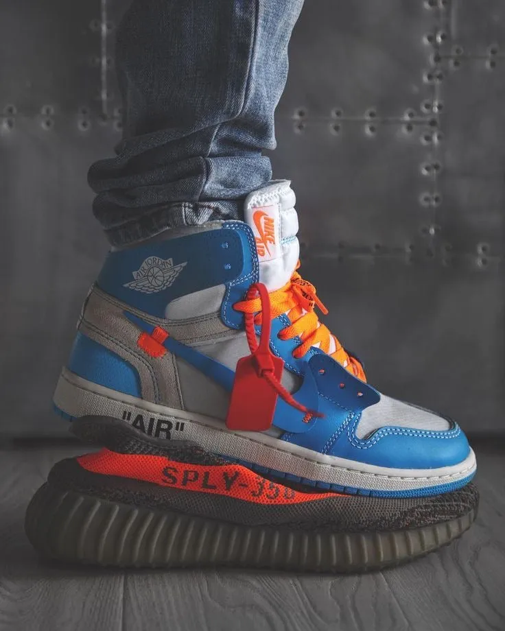 Custom Air Jordan 1 OFF-White Blue Sneakers