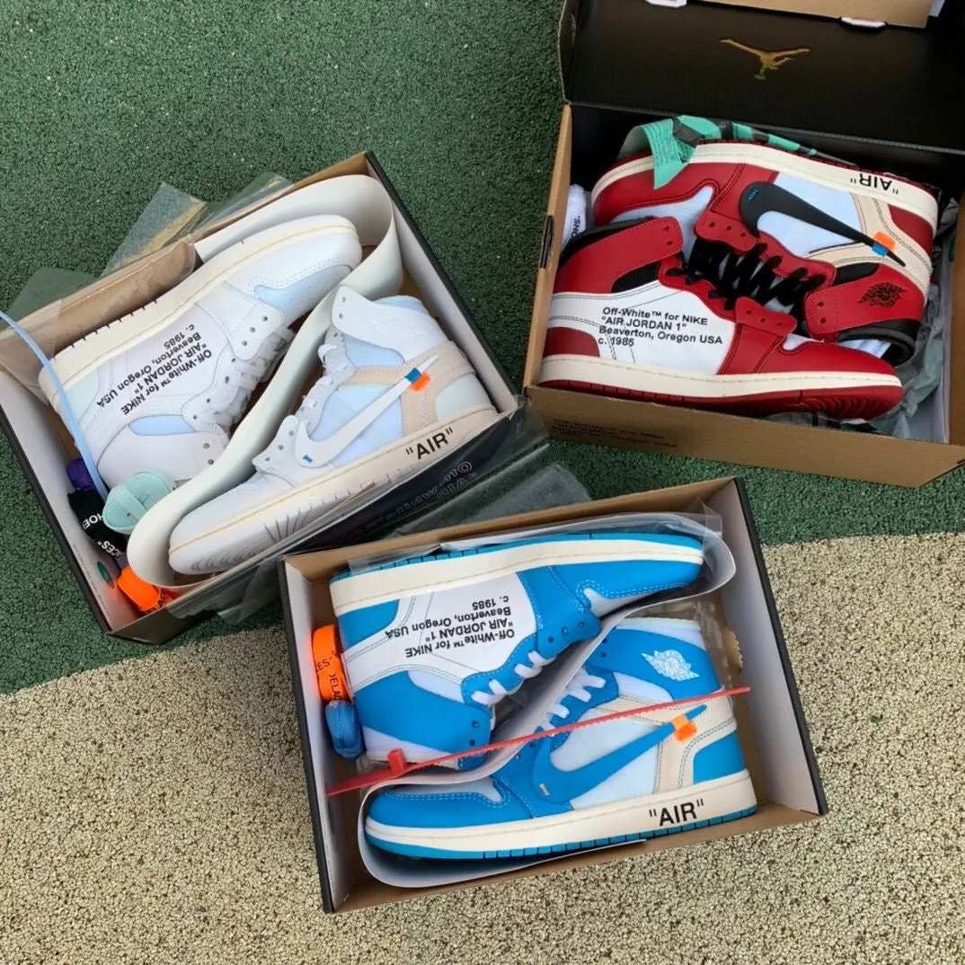 Custom Air Jordan 1 OFF-White Blue Sneakers