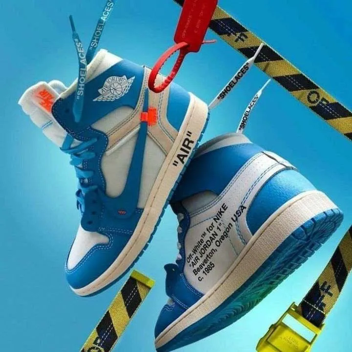 Custom Air Jordan 1 OFF-White Blue Sneakers
