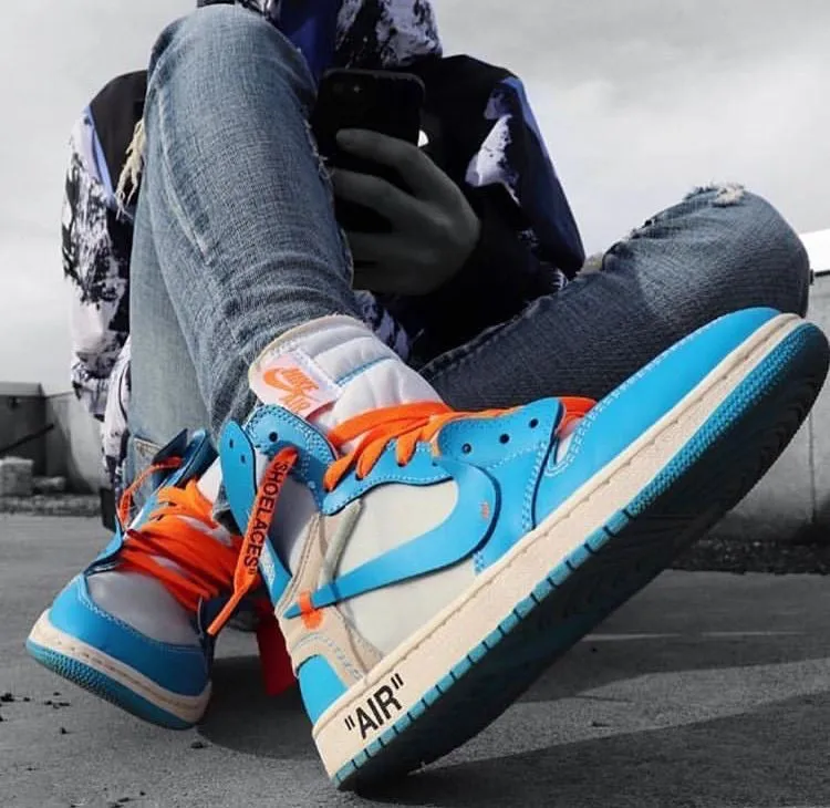 Custom Air Jordan 1 OFF-White Blue Sneakers