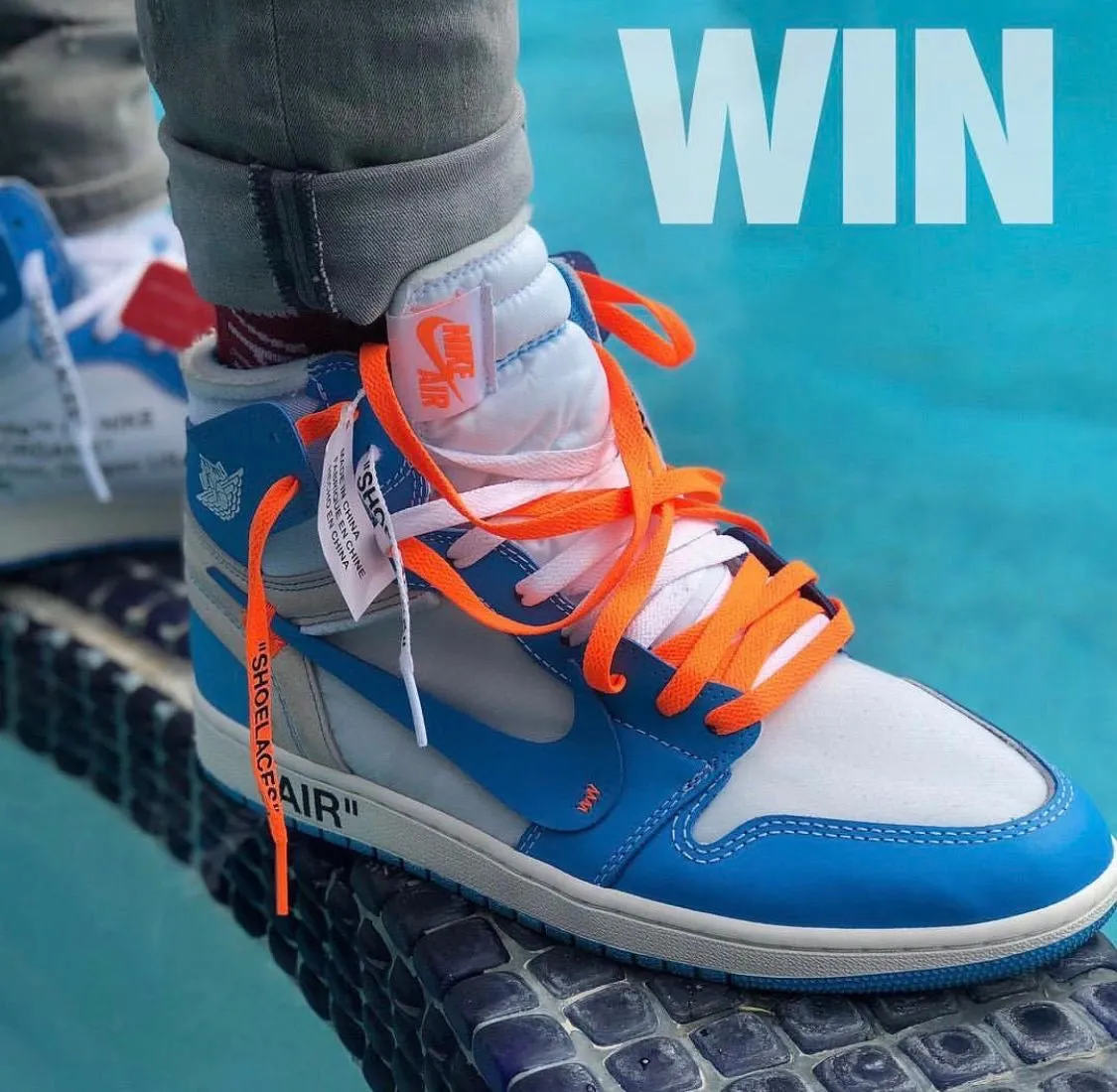 Custom Air Jordan 1 OFF-White Blue Sneakers