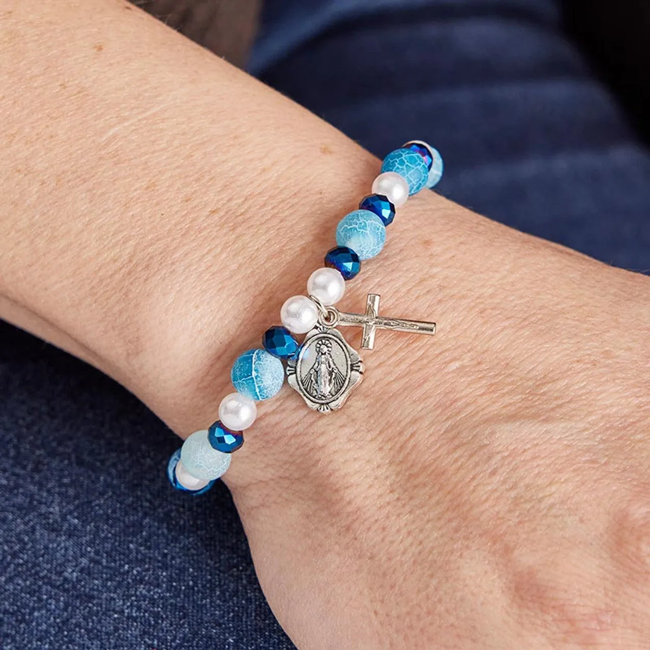 FREE Blessed Mother Crackle Bead Rosary
