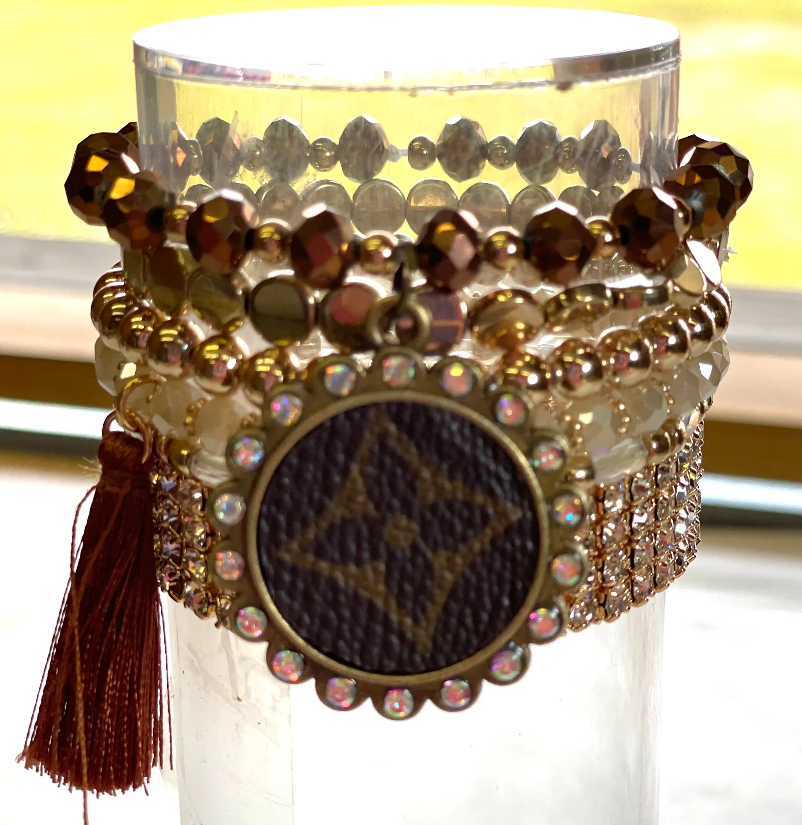 Gold and Brown  Stacked bracelet Gold AB