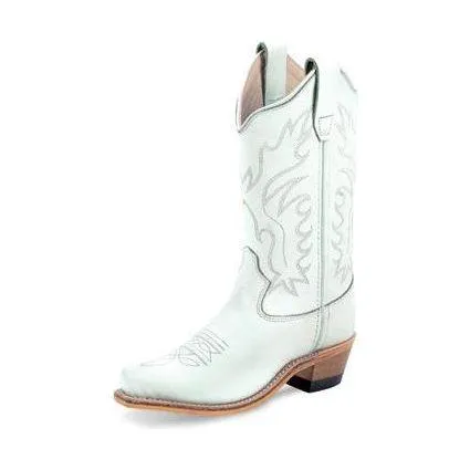 Kid's Old West White Cowhide Boots CF8225