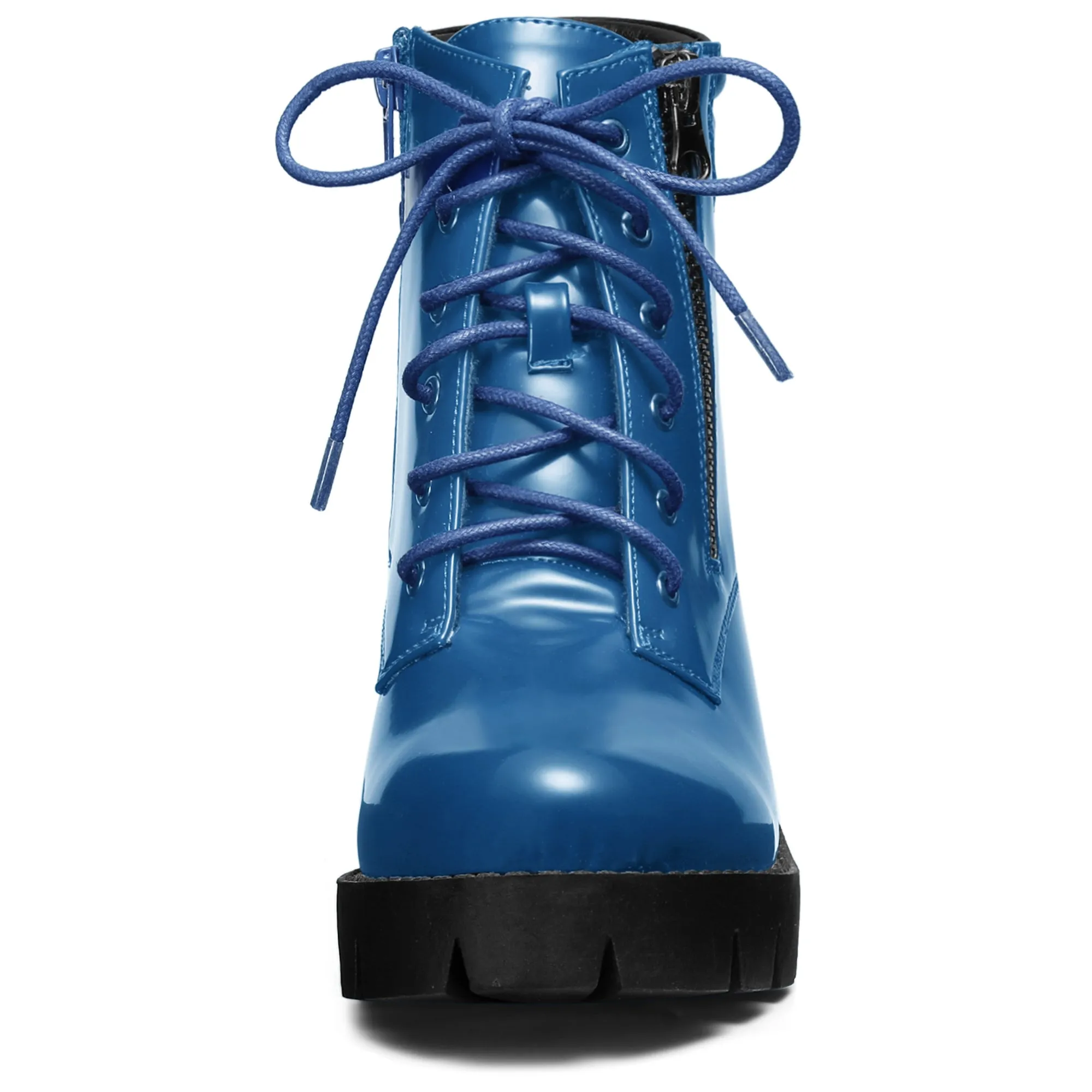 Lug Sole Zip Combat Block Heel Ankle Boots