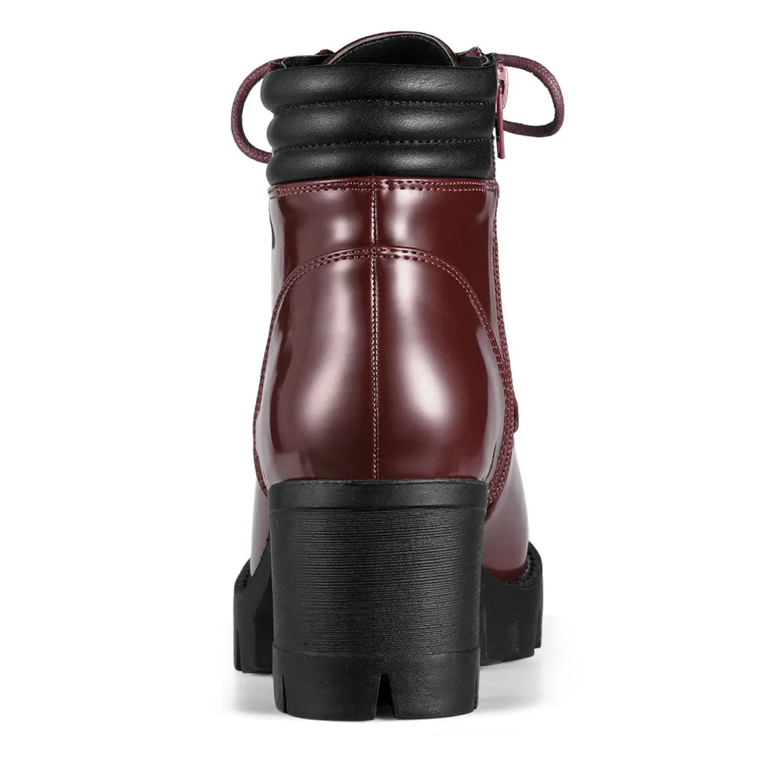 Lug Sole Zip Combat Block Heel Ankle Boots