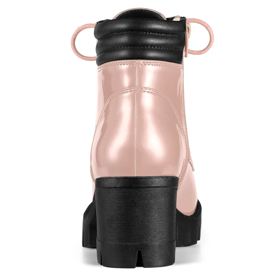 Lug Sole Zip Combat Block Heel Ankle Boots
