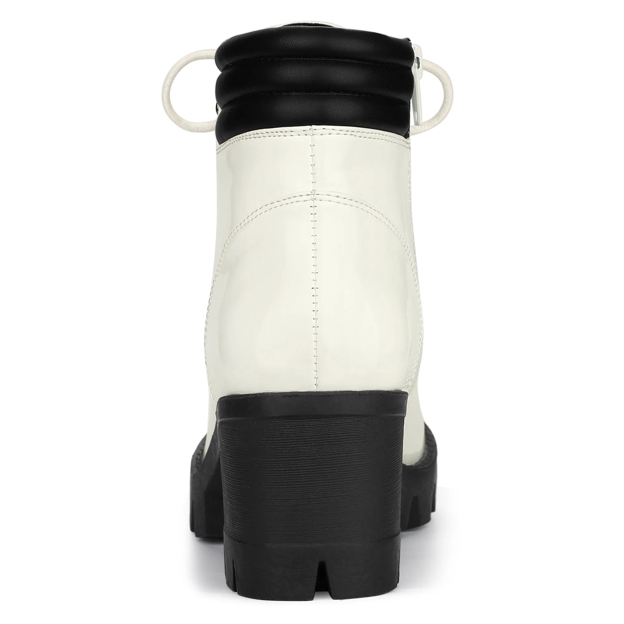 Lug Sole Zip Combat Block Heel Ankle Boots