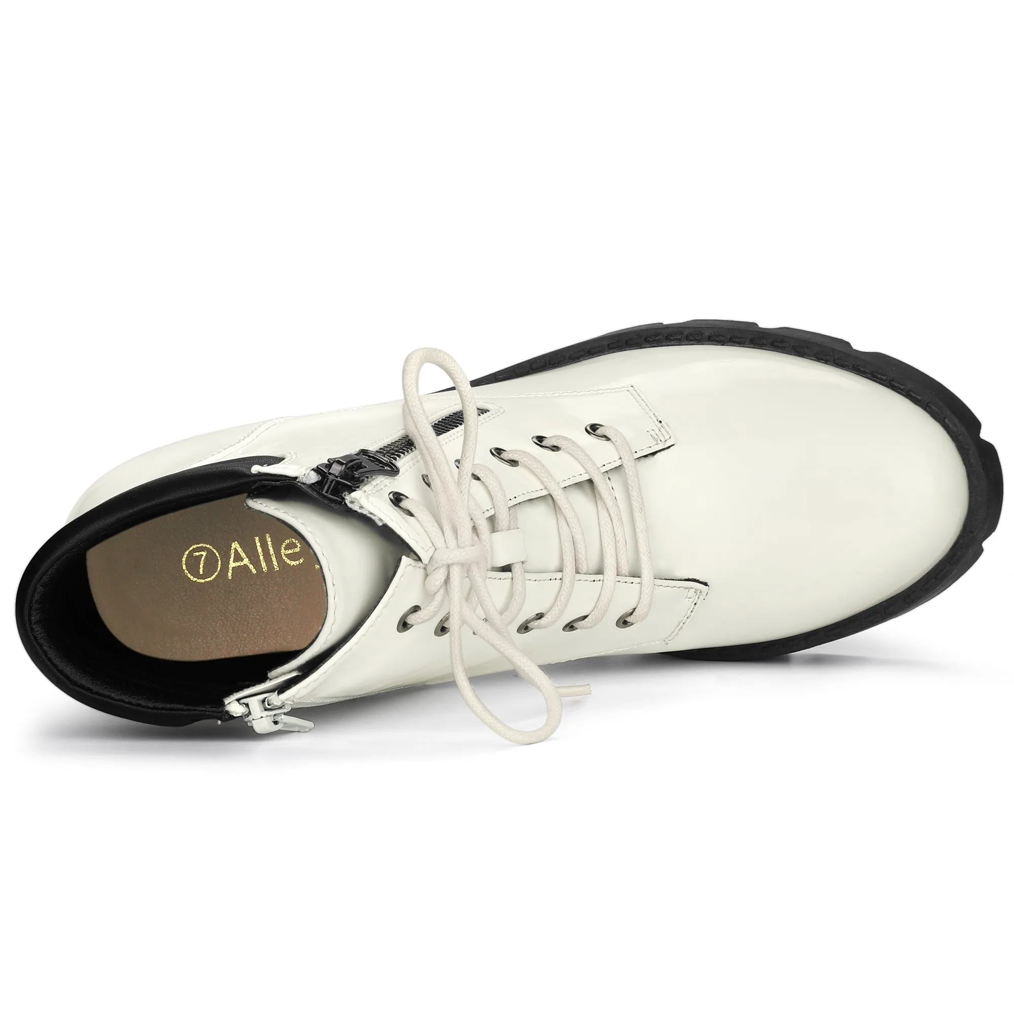 Lug Sole Zip Combat Block Heel Ankle Boots