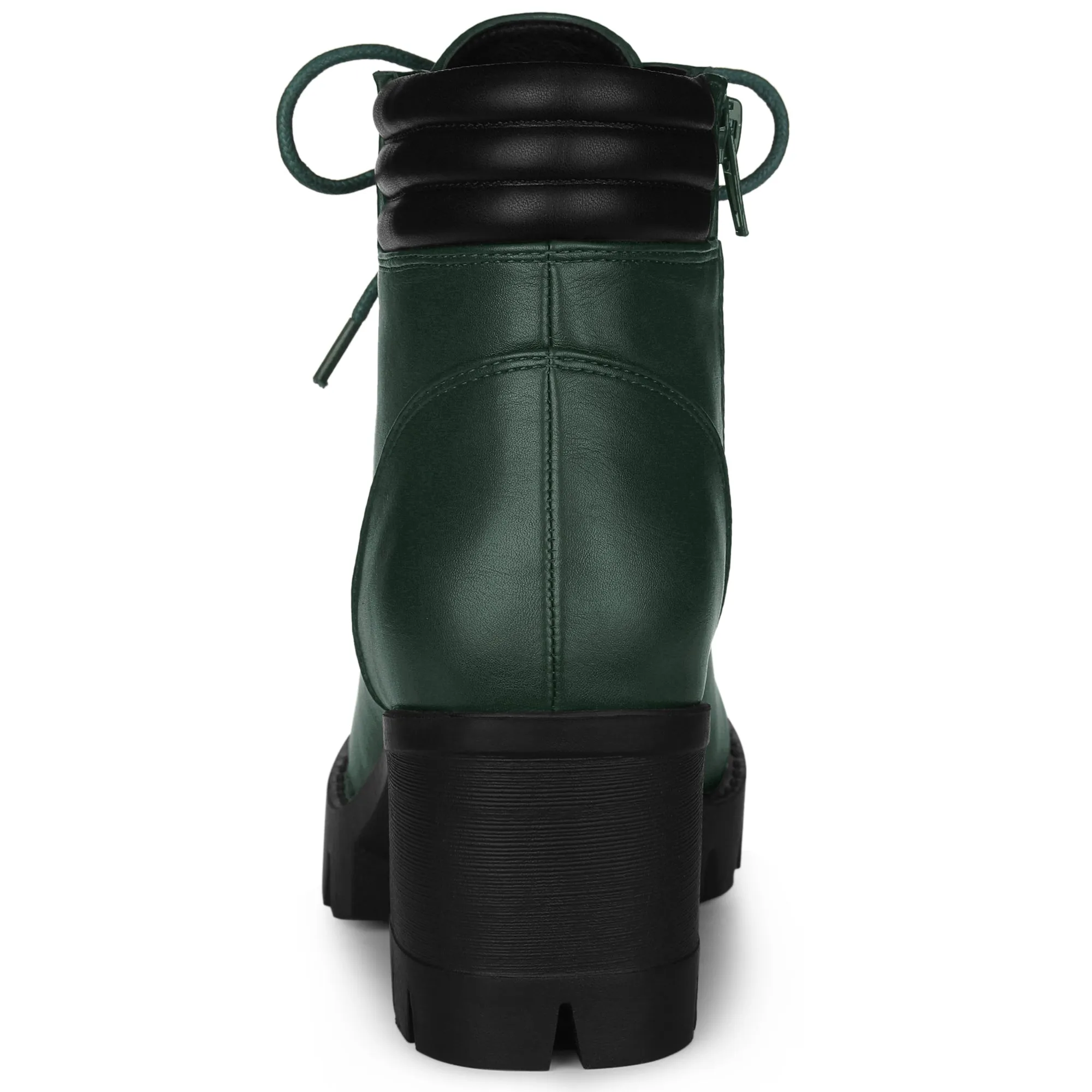 Lug Sole Zip Combat Block Heel Ankle Boots