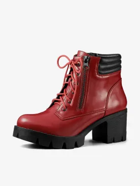 Lug Sole Zip Combat Block Heel Ankle Boots