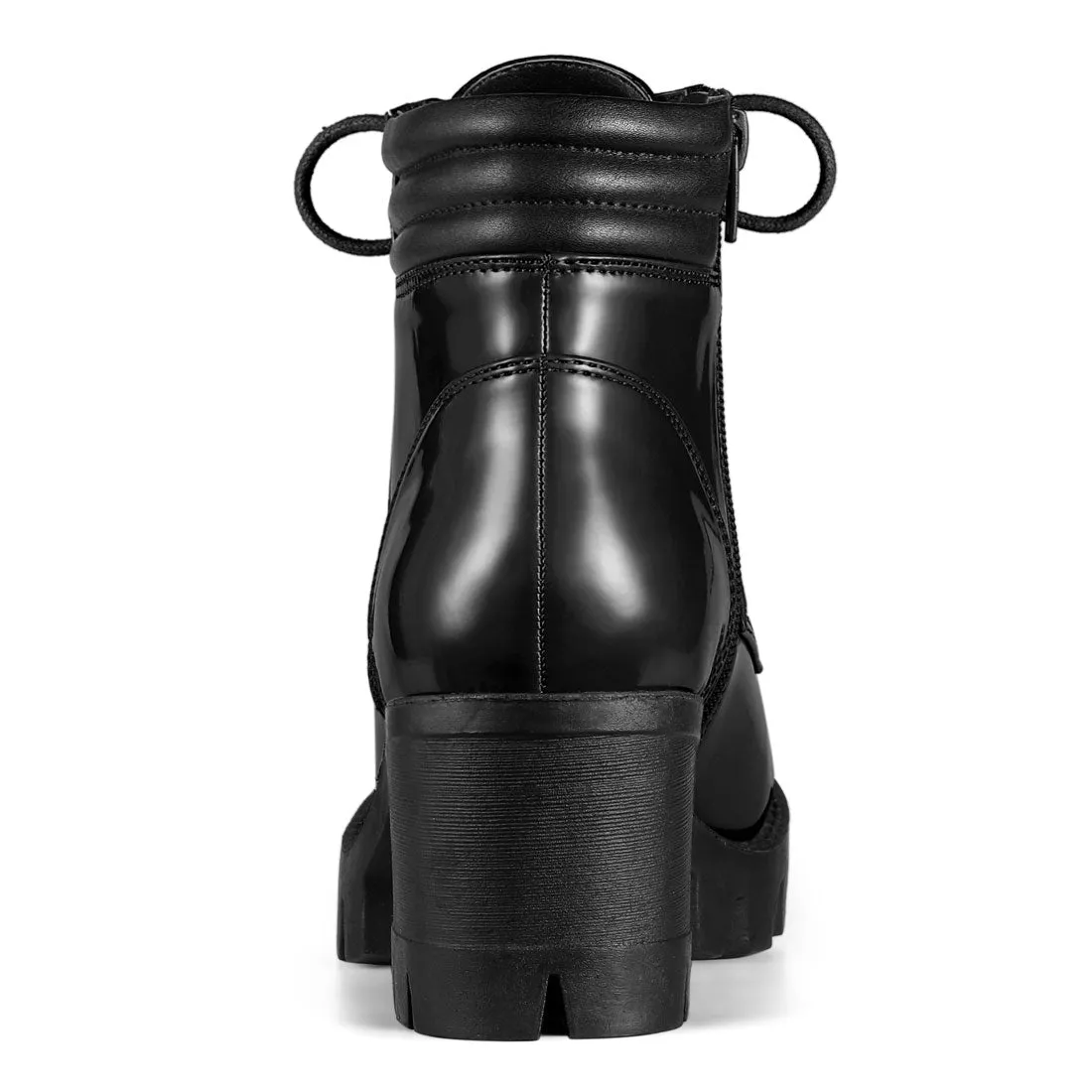 Lug Sole Zip Combat Block Heel Ankle Boots