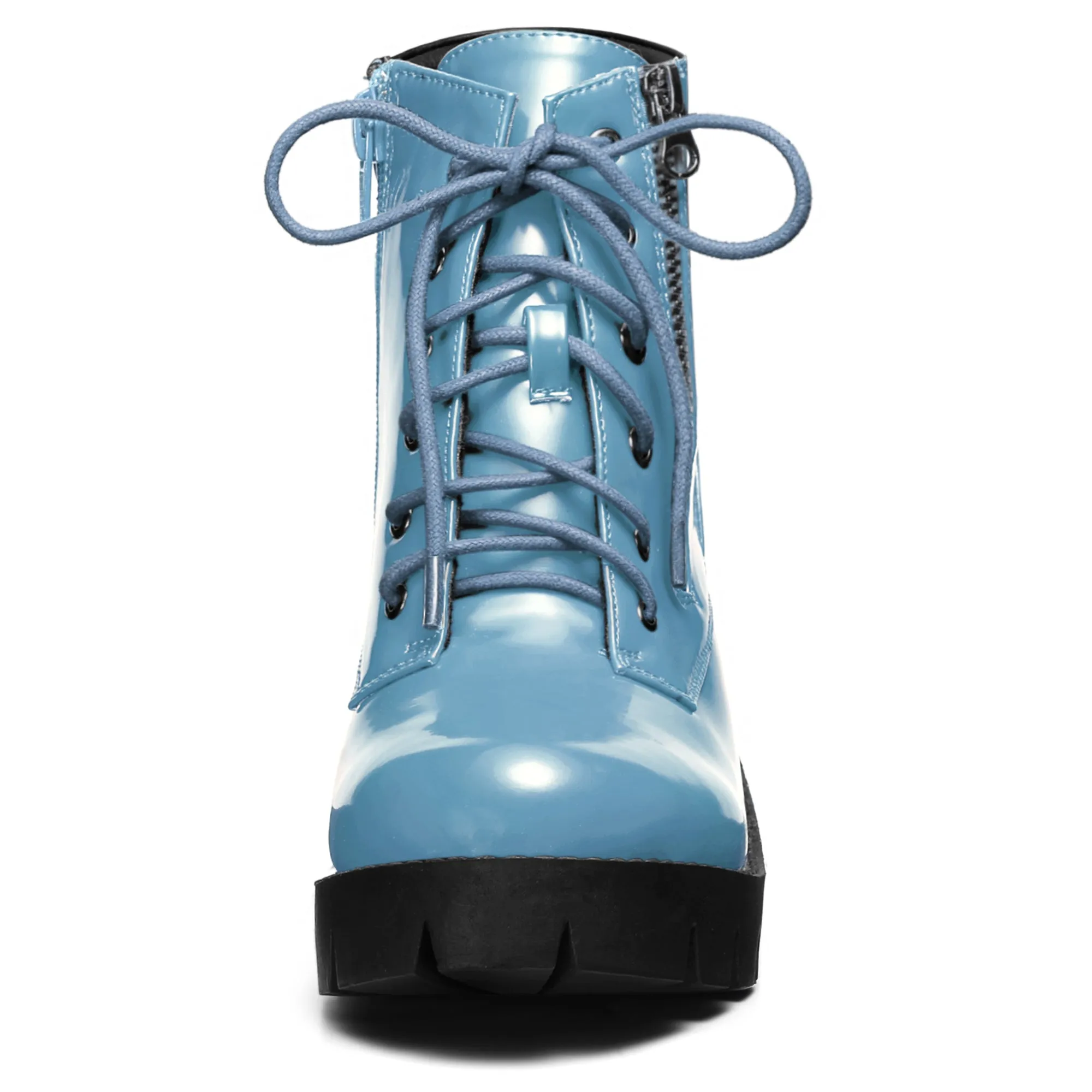 Lug Sole Zip Combat Block Heel Ankle Boots