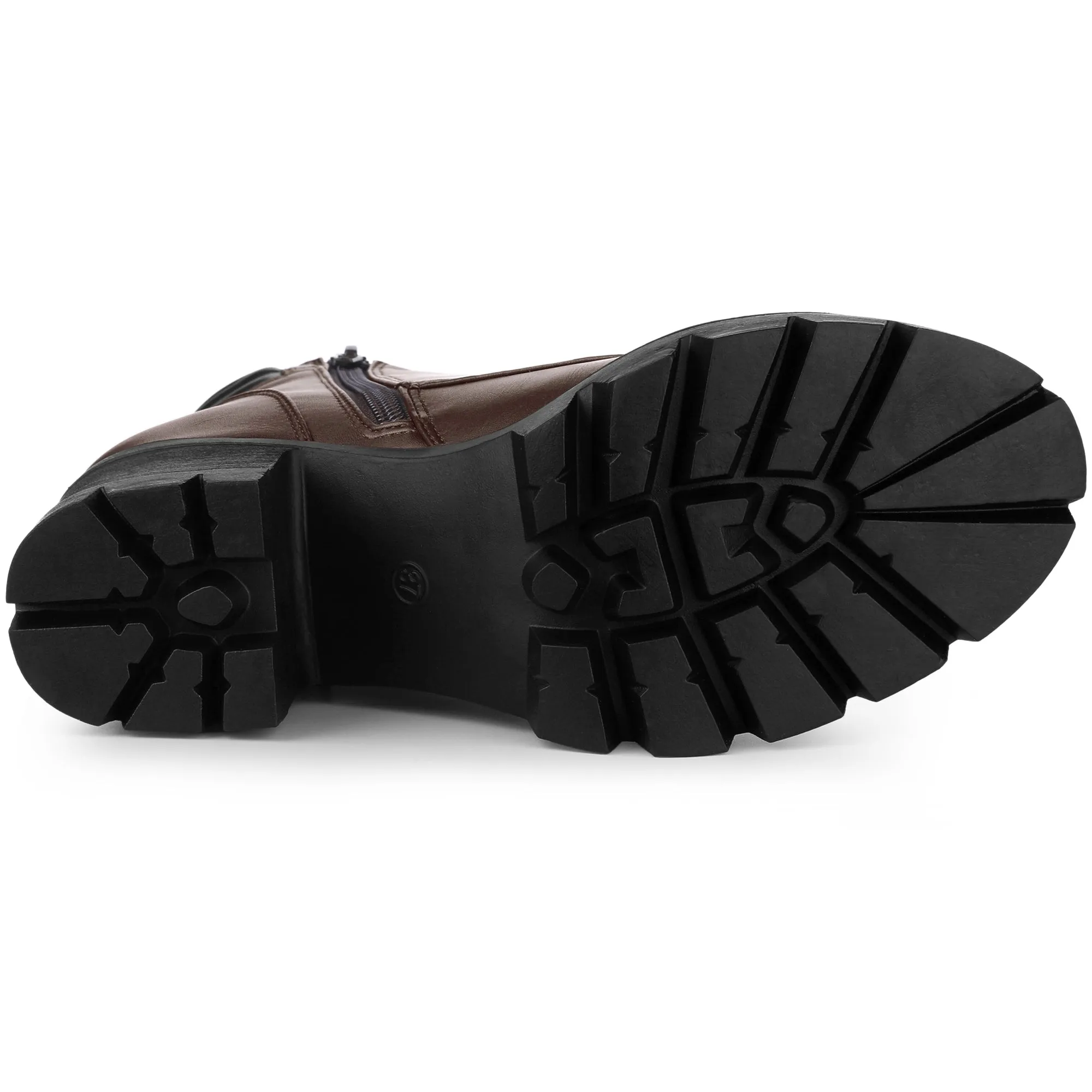 Lug Sole Zip Combat Block Heel Ankle Boots