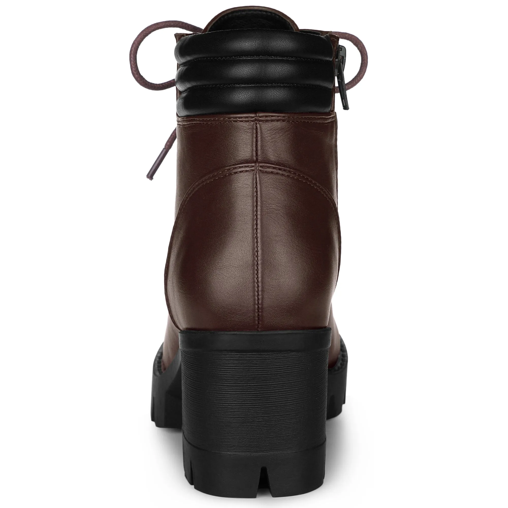 Lug Sole Zip Combat Block Heel Ankle Boots