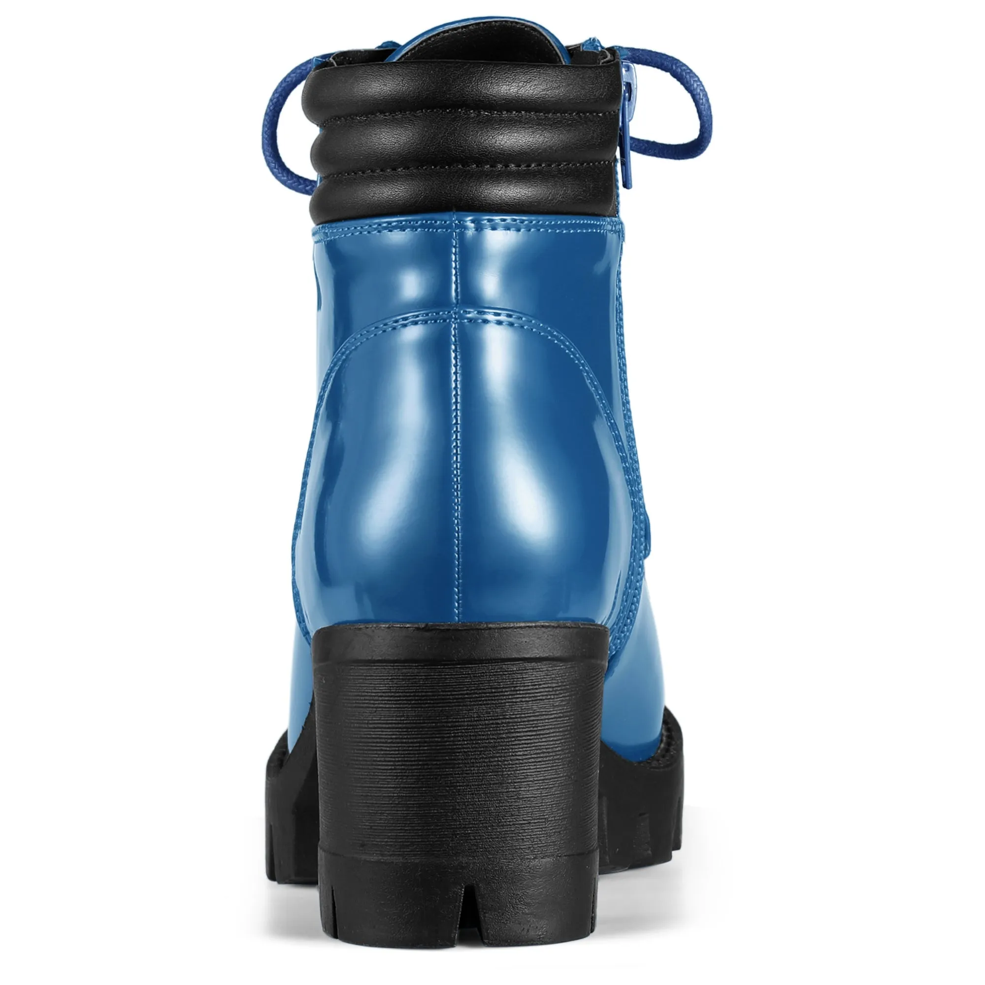 Lug Sole Zip Combat Block Heel Ankle Boots