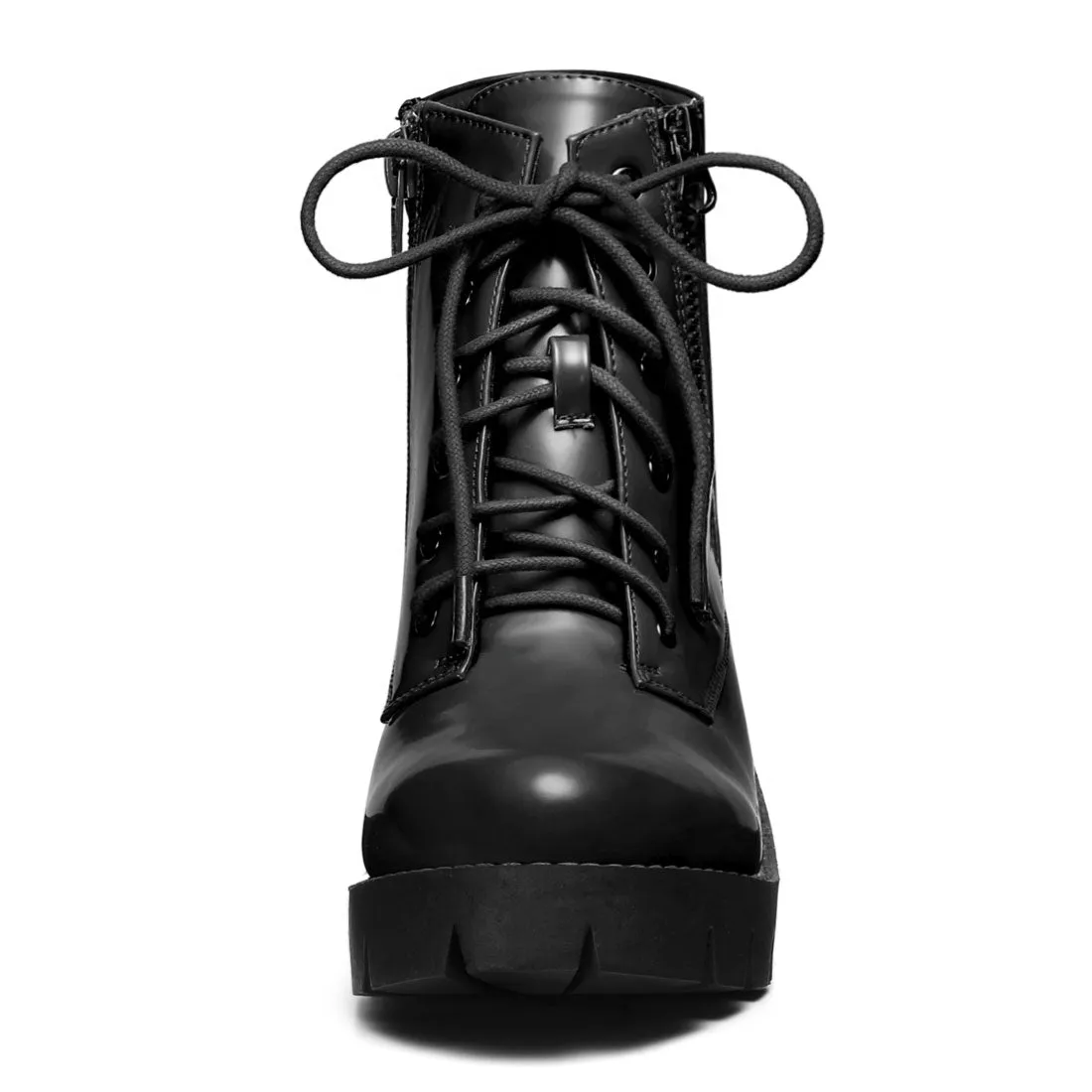 Lug Sole Zip Combat Block Heel Ankle Boots