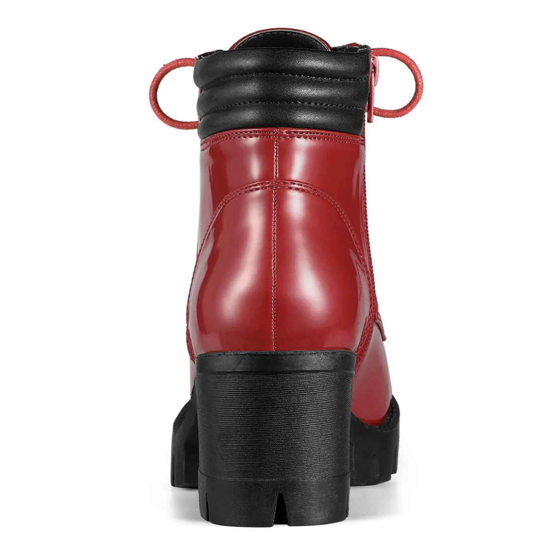 Lug Sole Zip Combat Block Heel Ankle Boots