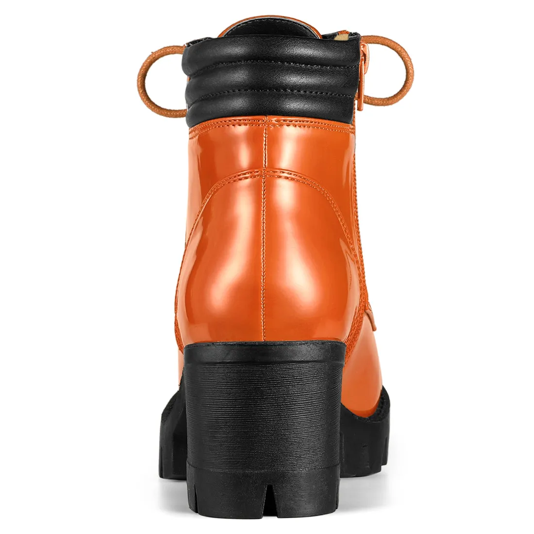 Lug Sole Zip Combat Block Heel Ankle Boots