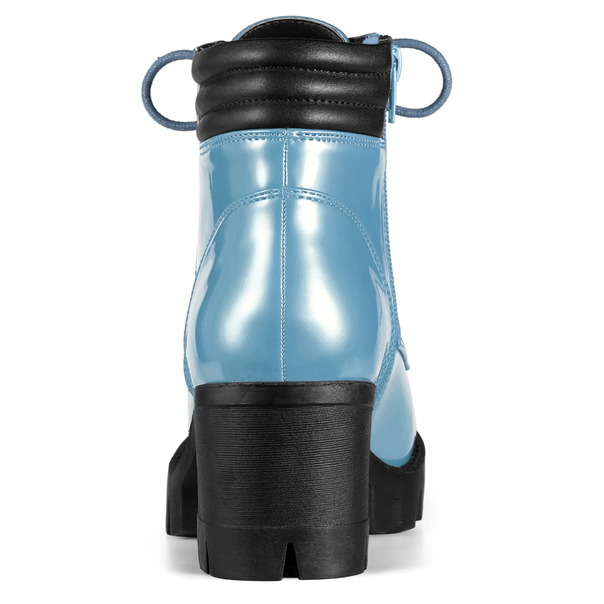 Lug Sole Zip Combat Block Heel Ankle Boots