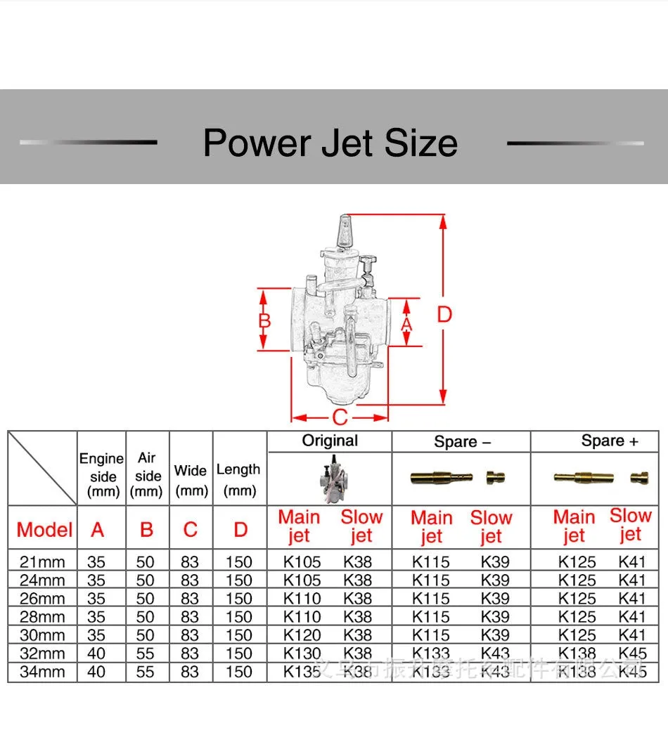 Motorcycle Carburetor PWK 21 24 26 28 30 32 34mm Carb For ATV