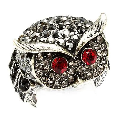 Owl Animal 3D Crystal Rhinestone Stretch Ring