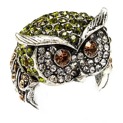 Owl Animal 3D Crystal Rhinestone Stretch Ring