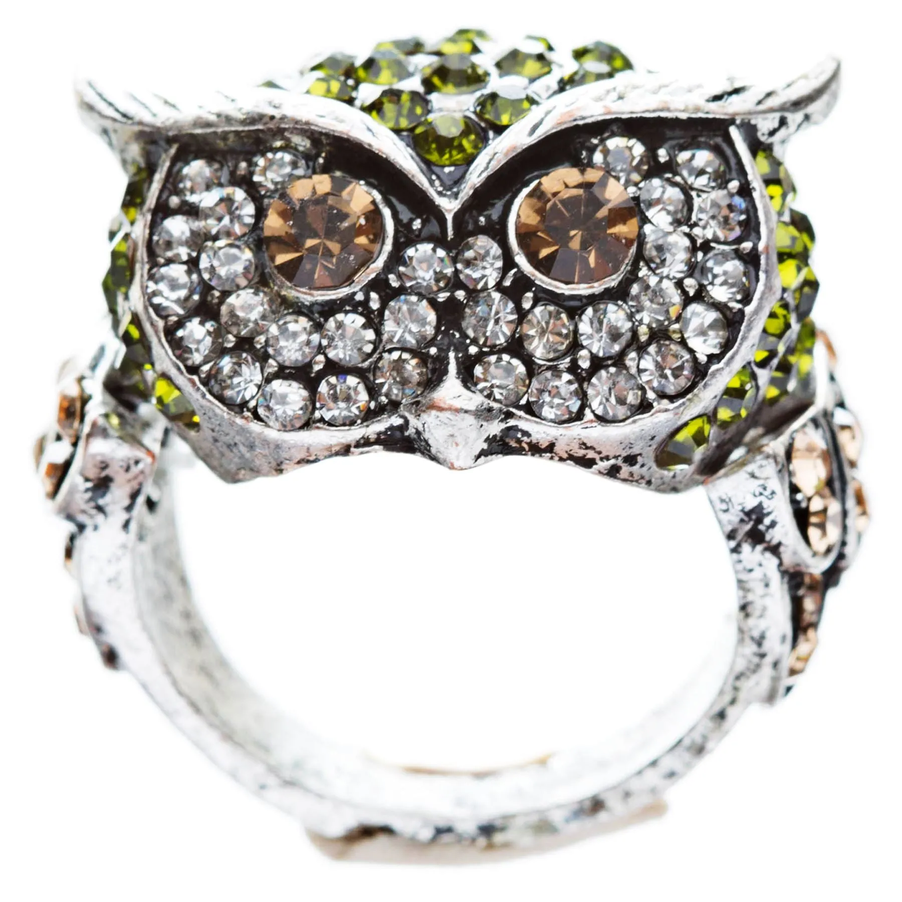 Owl Animal 3D Crystal Rhinestone Stretch Ring