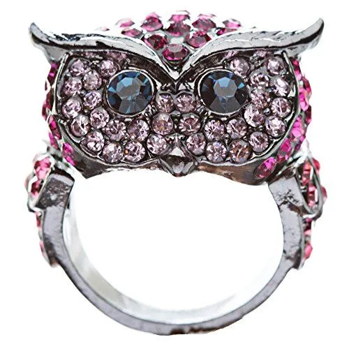Owl Animal 3D Crystal Rhinestone Stretch Ring