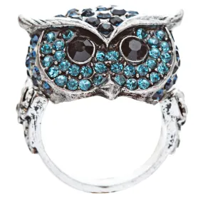 Owl Animal 3D Crystal Rhinestone Stretch Ring