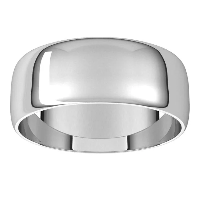 Platinum Half Round Ultra-Light Wedding Band, 7 mm Wide