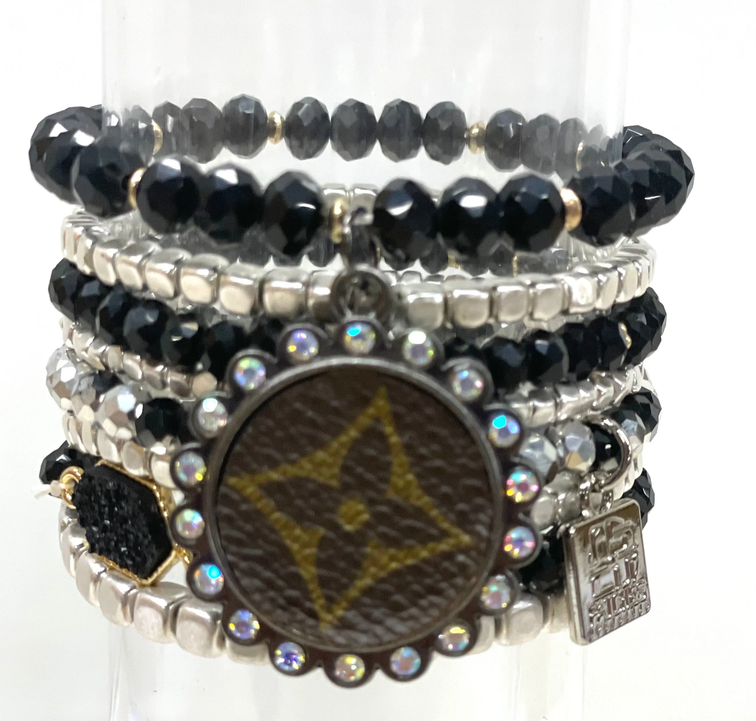 Speckled  - Stacked bracelet Gold circle clear