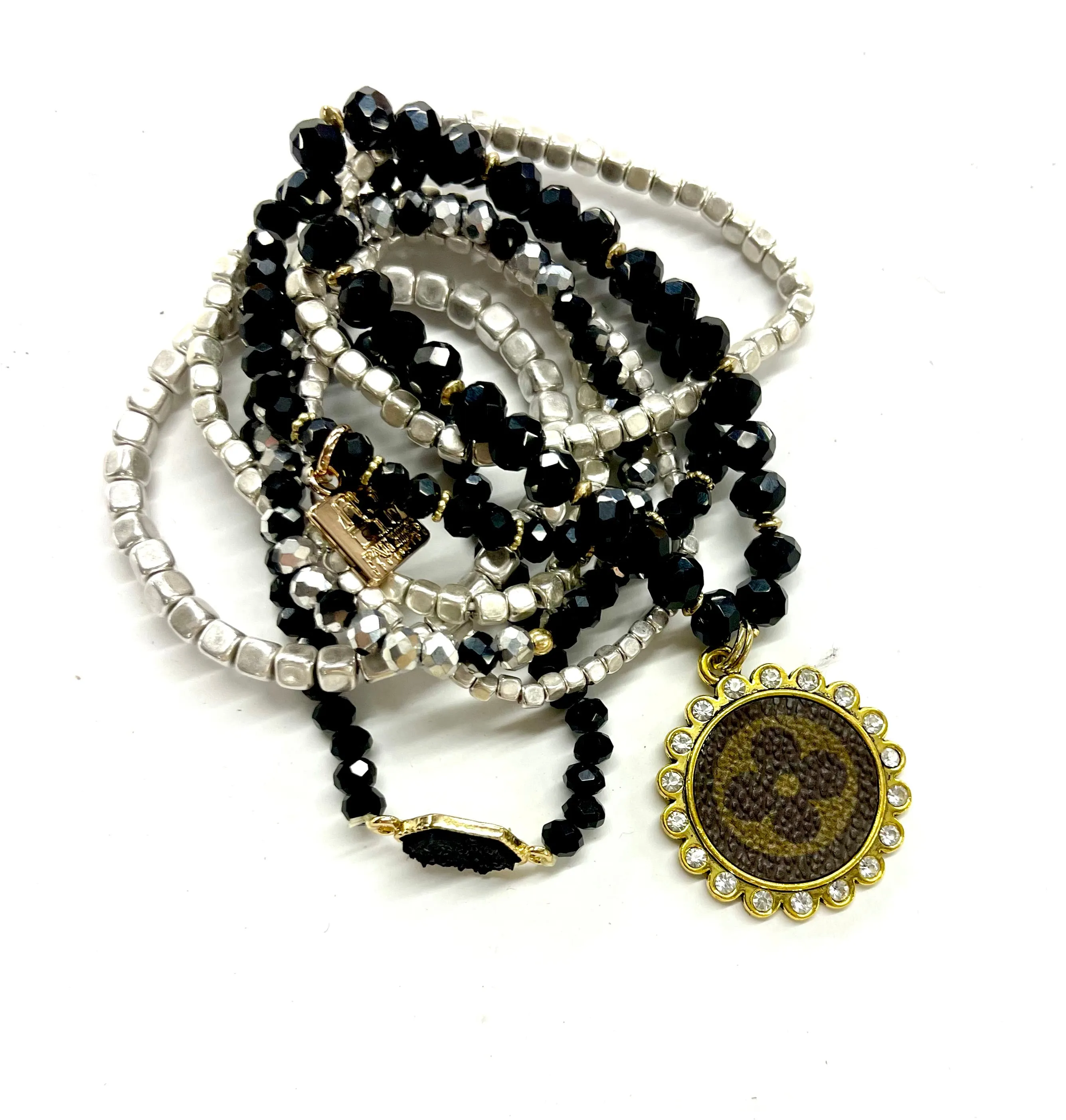 Speckled  - Stacked bracelet Gold circle clear