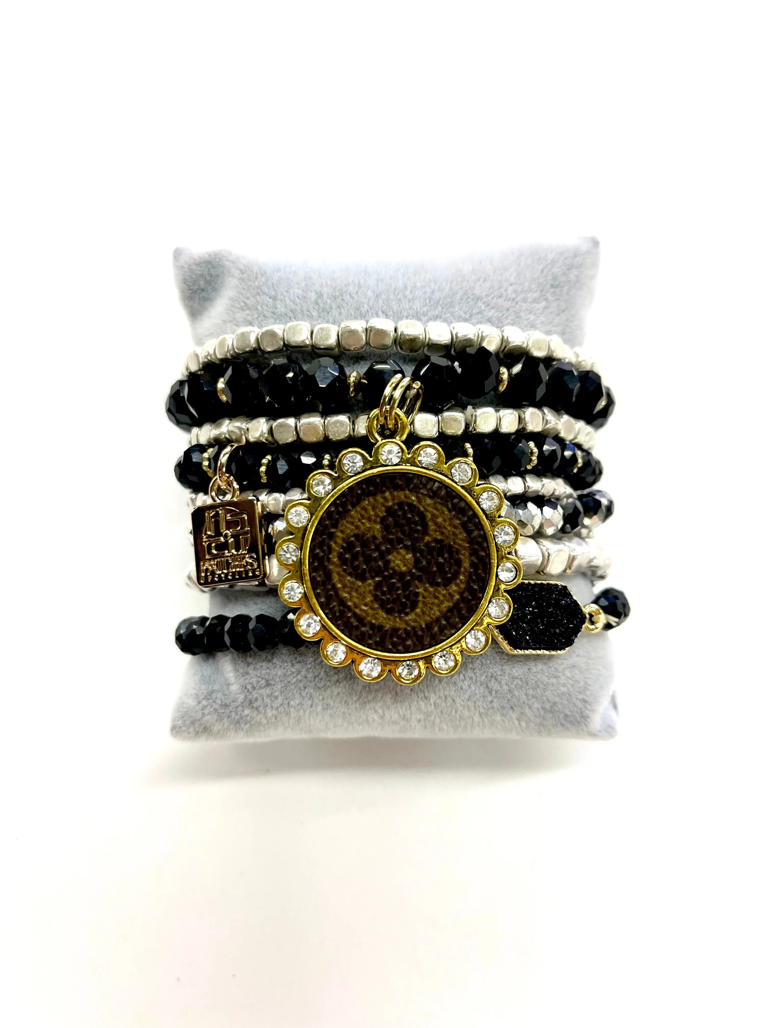 Speckled  - Stacked bracelet Gold circle clear