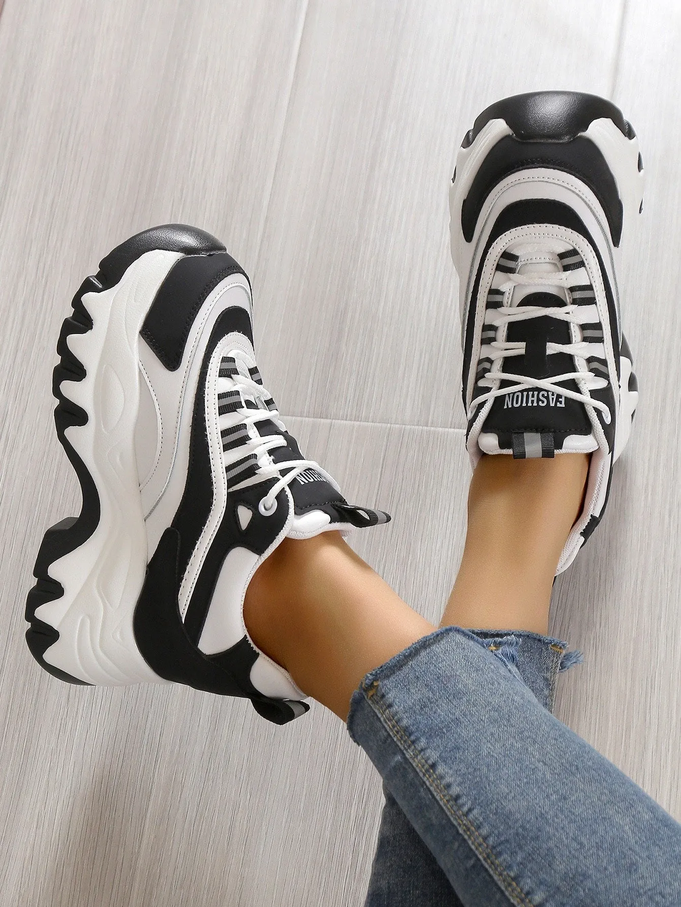 Sporty Wedge Sneakers For Women, Letter Graphic Lace-up Front Sneakers