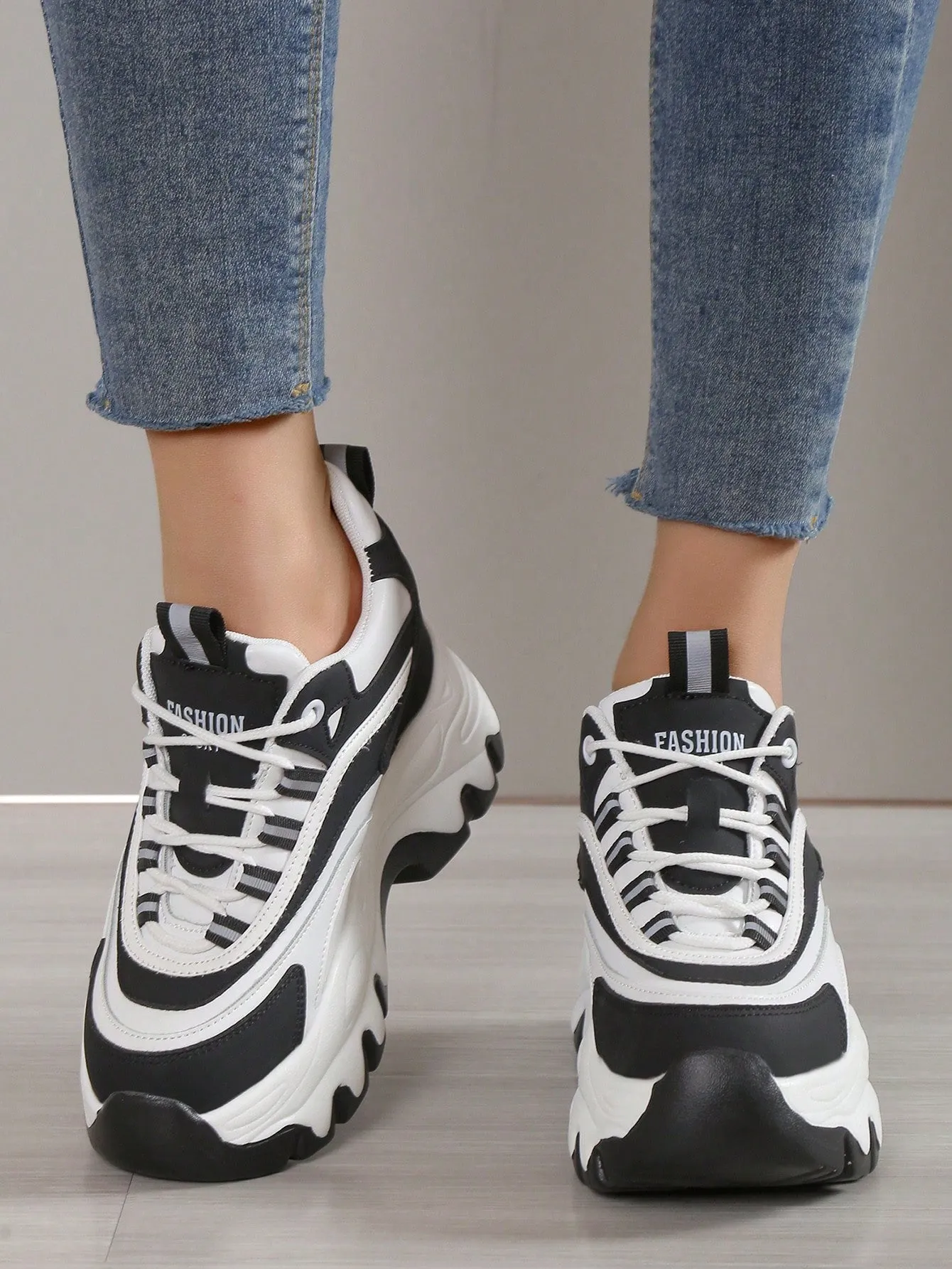 Sporty Wedge Sneakers For Women, Letter Graphic Lace-up Front Sneakers